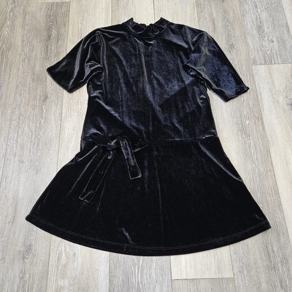 Ava & Yelly Nordstrom Black Velvet Skater Fit & Flare Dress Chlidren's Girl's 10